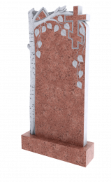 Памятник из красного гранита с березой 1309
